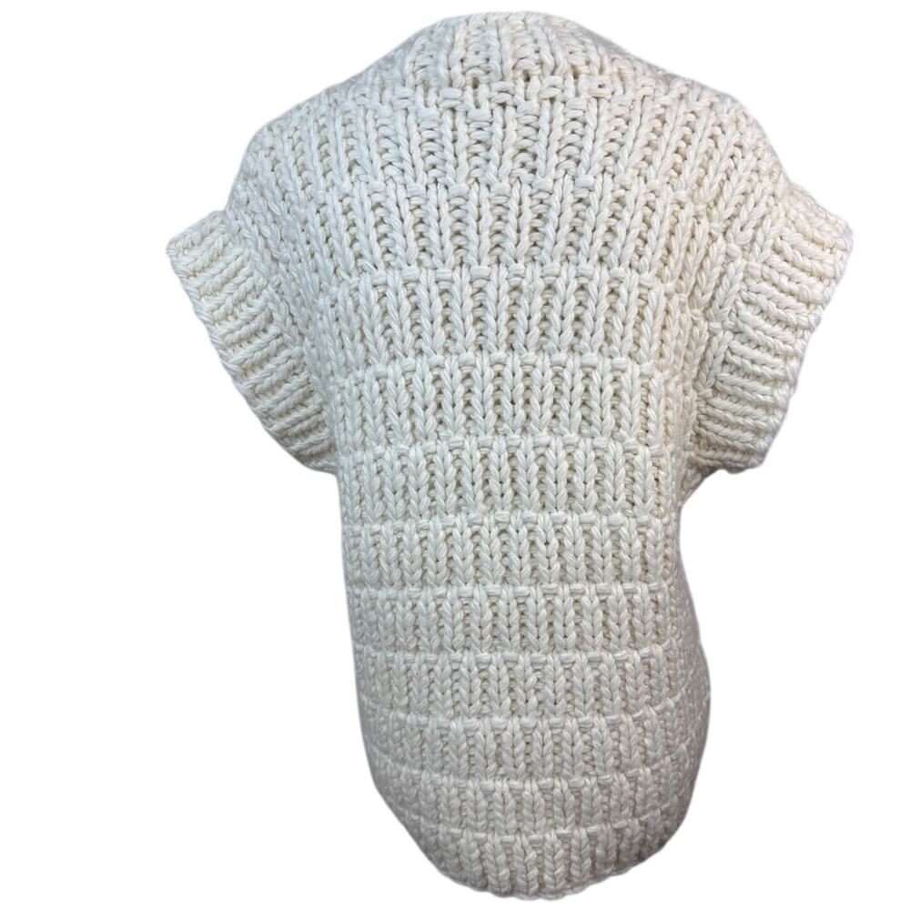 English Factory Cream Chunky Knit Sweater Short Sleeve Pullover Medium Boho - Picture 5 of 7